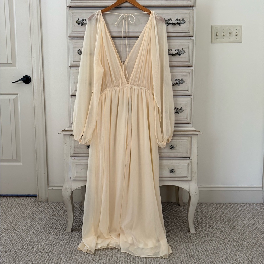 H&M Cream Bohemian Chiffon Festival Maxi Dress - Picture 3 of 6